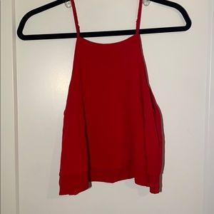 Red high collard tank top